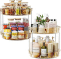LAMU Paquete de 2 organizadores giratorios Lazy Susan de 2 niveles, organizador de estante giratorio de especias de 12 pulgadas para gabinete, cocina, despensa, encimera, baño, tocador