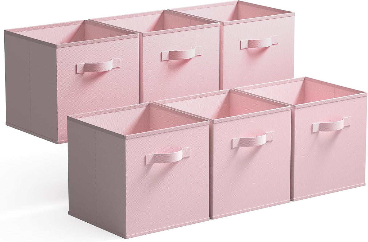 Almacenamiento cubos GRANNY SAYS, organizador 33x33cm, cajas plegables mango, almacenamiento armario, cestas estantes, rosa, paquete 6