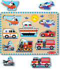 Melissa & Doug Puzzle Vehículos con Sonidos, Rompecabezas de Madera para niños, Tablero de Madera Resistente, Juguete Educativo, Montessori, Regalo para niños y niñas de 2 3 4 años