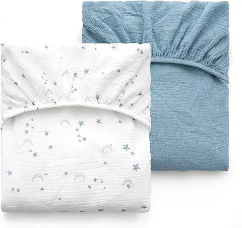 Sábanas Ajustables para Cuna Momcozy Muselina – Pack 2 Unidades | Lulada