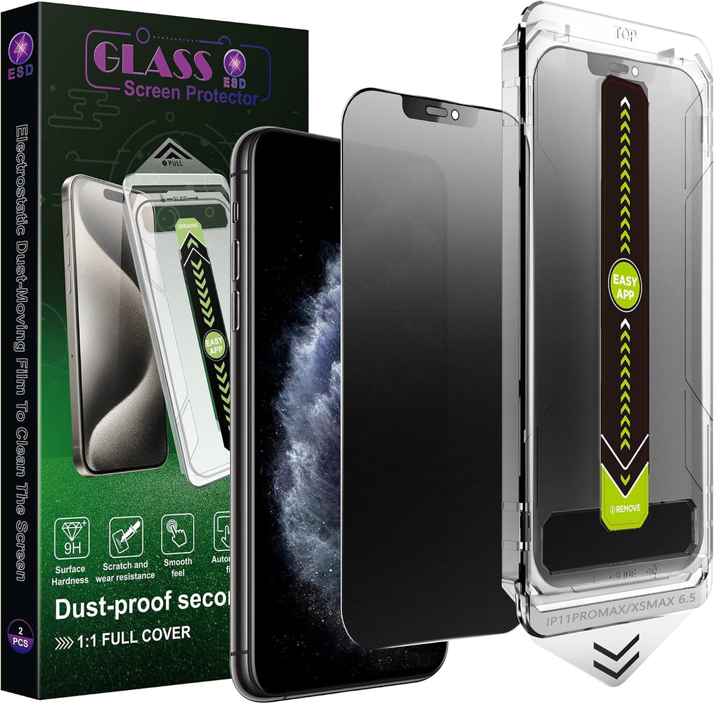 Protector de Pantalla Mate Antiespia SY SHANGYAN | Pack de 2 para iPhone 11 Pro Max / XS Max 6.5 Pulgadas | Vidrio Templado 9H Antirreflejo y Antihuellas