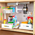 2 Pack Under Sink Organizer and Storage,Pull Out Cabinet Organizer 2 Tier Slide Out Sink Shelf Cabinet Organizer Adjustable Metal Under Counter Organizers for Kitchen Bathroom Organization（White）