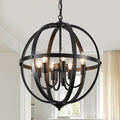 Lámpara Colgante Industrial HAWYUEEB 6 Luces – Esfera Negra 43 cm, Ajustable, para Cocina, Comedor y Entrada