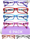 Gaoye Gafas de lectura 2.0 para mujer, paquete de 6 lectores de moda, lentes de ojos con bisagra de resorte, anteojos de lectura de luz azul
