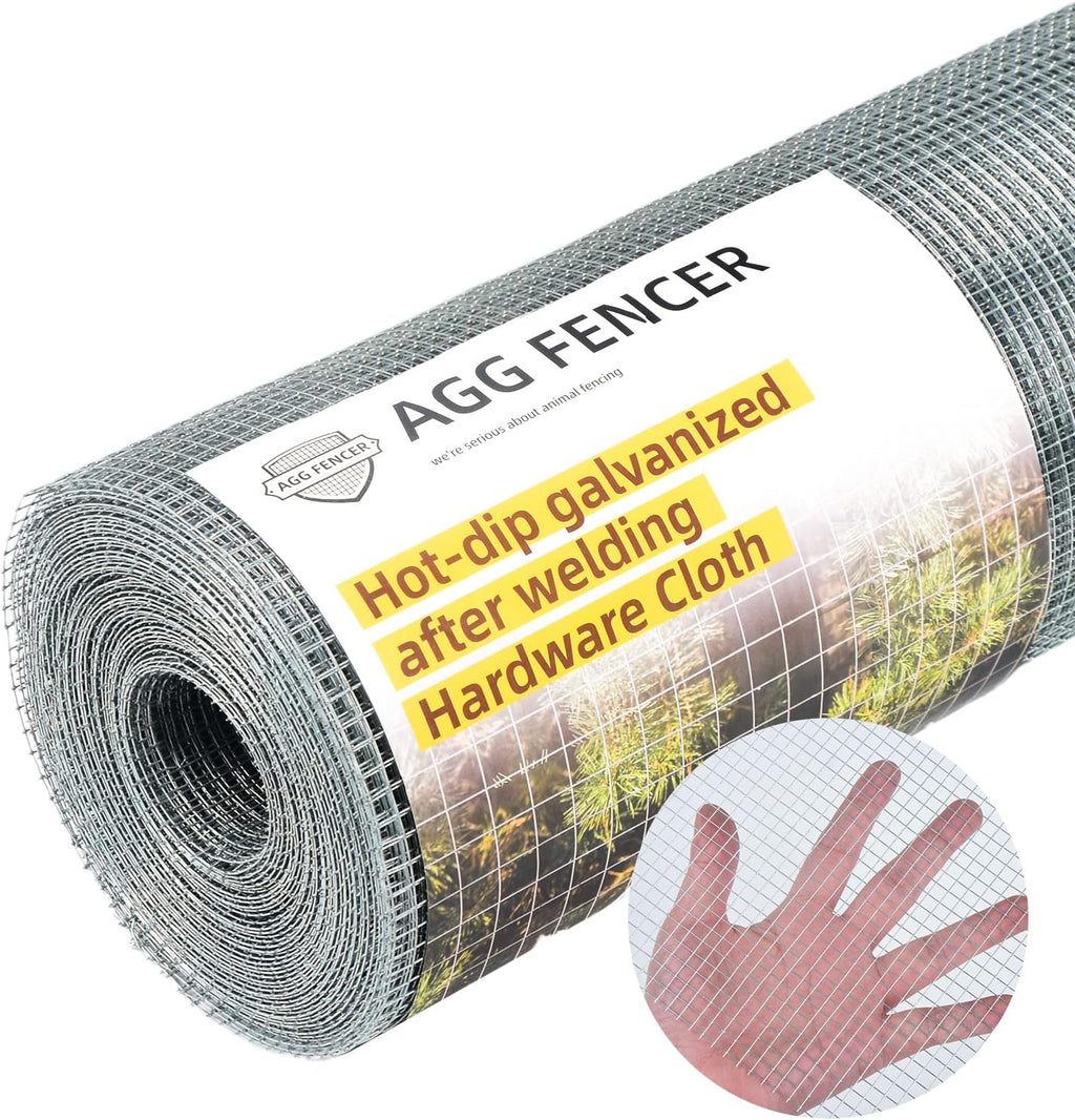 Malla Metálica AggFencer 40 cm x 15 Metros Galvanizado 23 Calibre - Malla Pollo Jardín Soportes Plantas Cerco Metal Soldado Jaula Pantalla - Crianza Animales