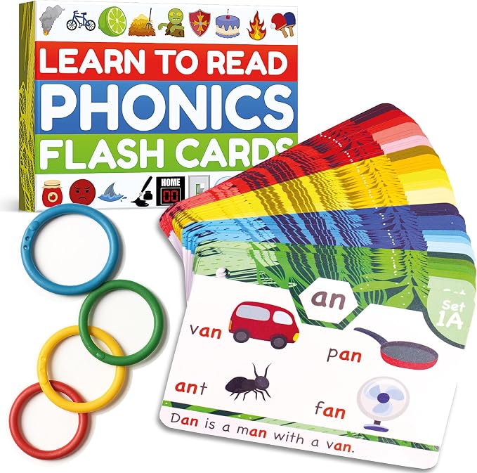 THE BAMBINO TREE Tarjetas flash Phonics - Aprender a leer en 20 etapas fónicas - Educación para niños de 4 a 8 años Kindergarten 1er 2do grado