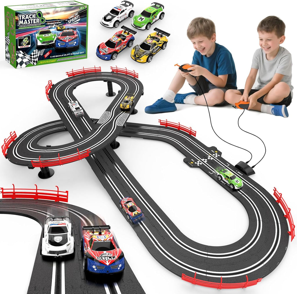 ⚠️ Pista de Carreras Slot 3 en 1 | Le Falta un Accesorio (No Afecta Funcionamiento) | 4 Autos | Contador Vueltas | 2 Mandos | Niños 4-12 Años | 1 Set