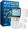 4 en 1: unidad TENS, EMS y estimulador muscular de masaje para bricolaje, máquina de terapia TENS de doble canal para el alivio del dolor, masajeador electrónico de pulsos recargable aprobado por la FDA, con 12 almohadillas de electrodos.