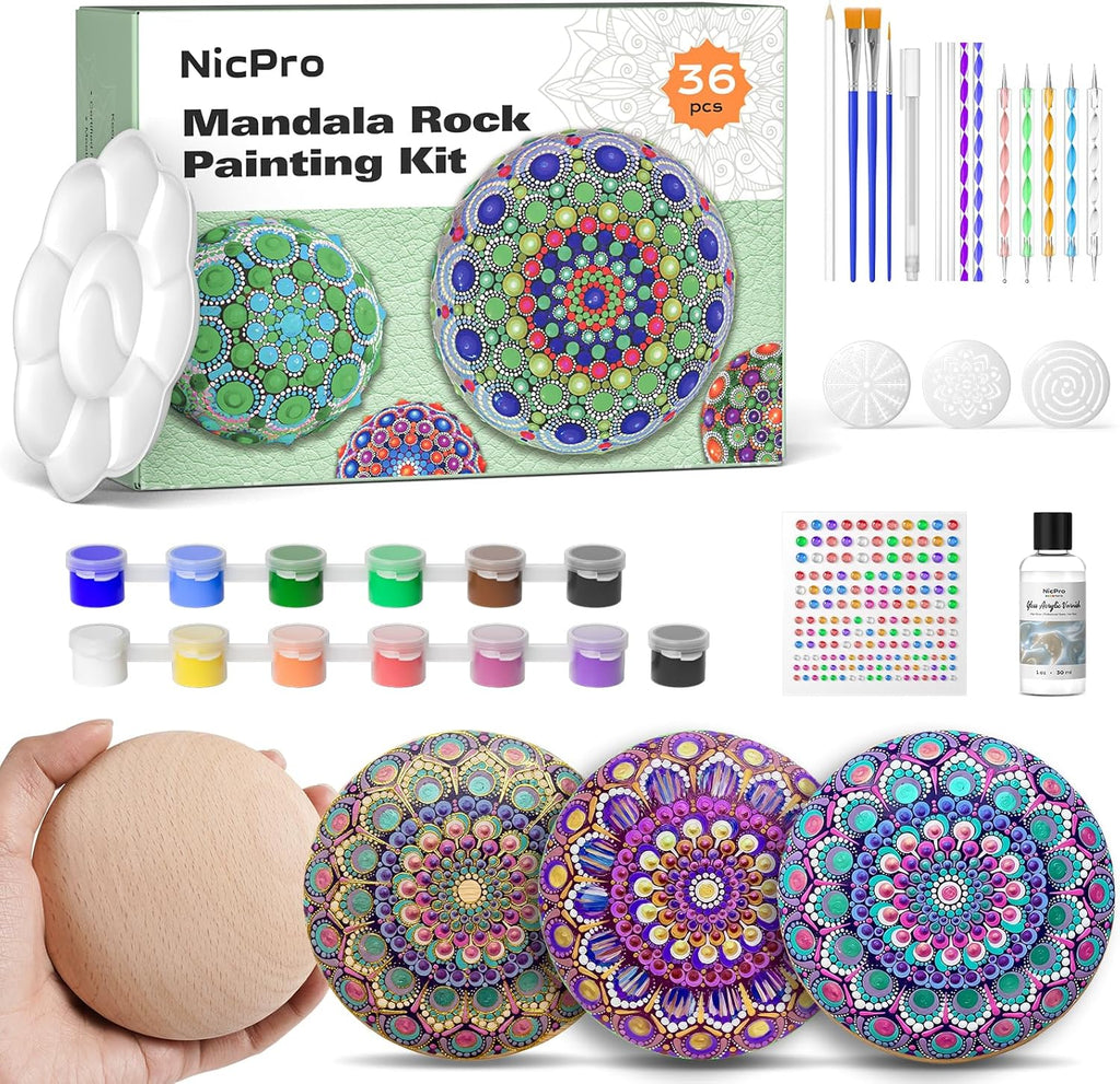 Kit Nicpro para Pintar Mandalas sobre Rocas