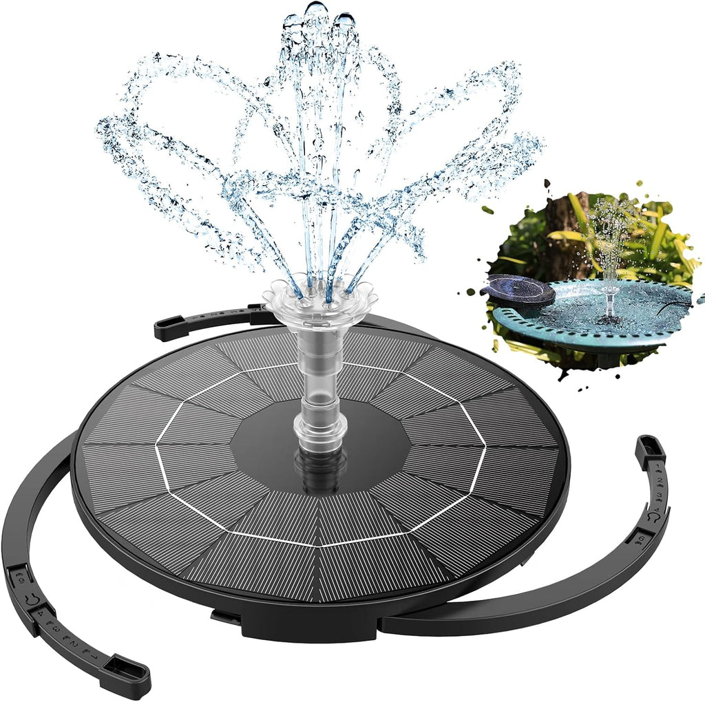 Bomba solar AISITIN de 3,5 W para fuente de agua exterior, bebedero solar para pájaros con múltiples boquillas, fuente de agua solar para jardín, estanques, peceras y acuarios.