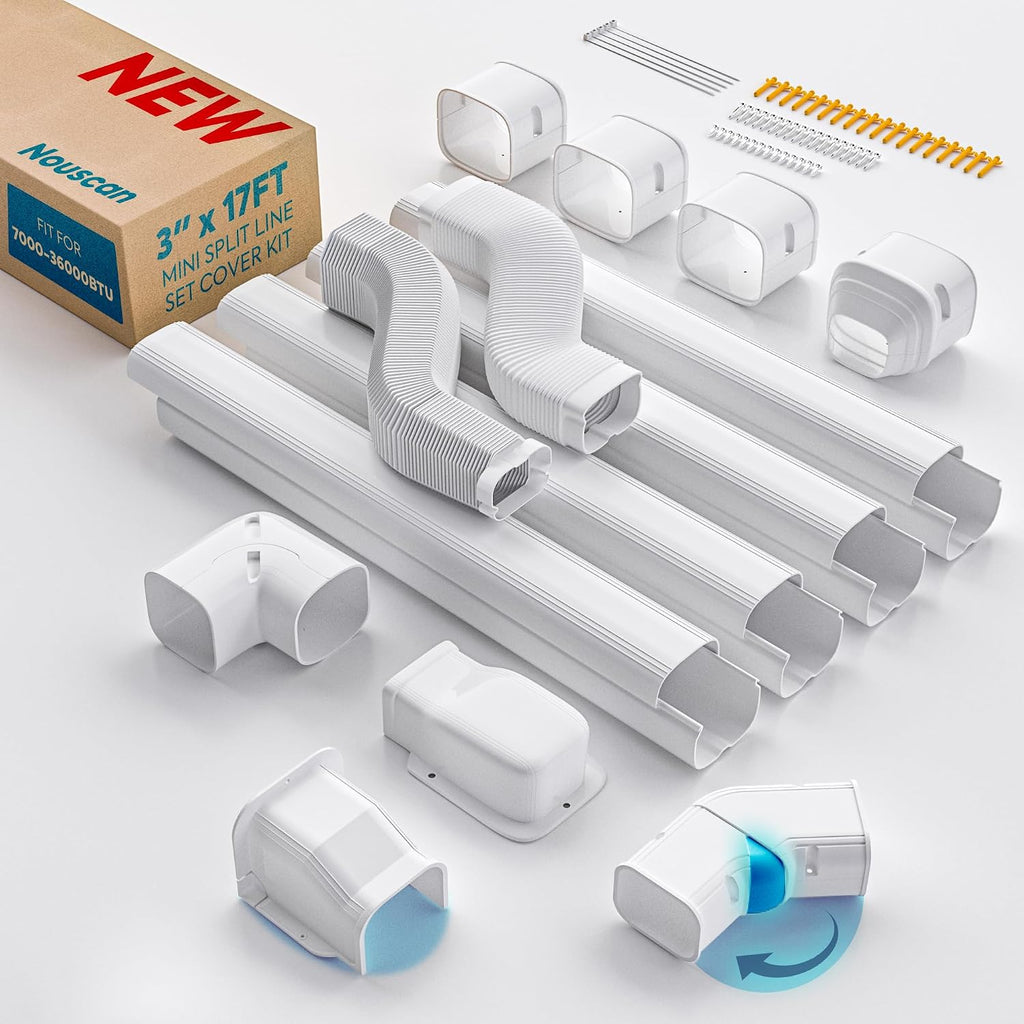NOTA PUEDE SER QUE FALTEN ALGUNAS  PIEZAS LA IMAGEN ES ILUSTRATIVA kit de cubiertas decorativas para tuberías de aire acondicionado Mini Split (Line Set Cover Kit)