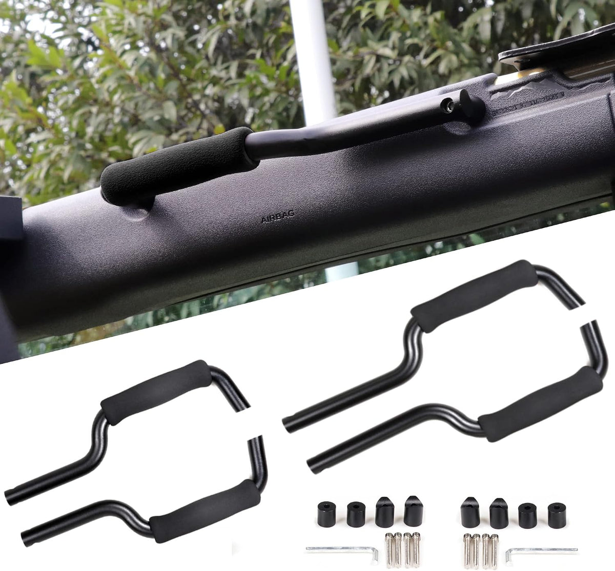 Agarraderas de Aluminio RERPRO para Ford Bronco 4 Puertas 2021-2026 | Manijas de Barra Antivuelco Delanteras y Traseras | Accesorio Interior | Set de 4 Negras
