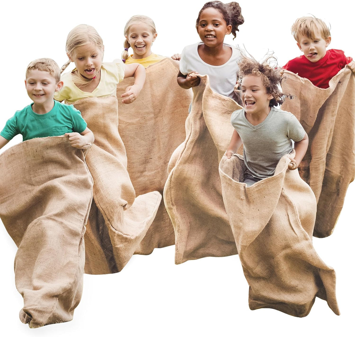 JOYIN Paquete de 6 bolsas grandes de arpillera para carreras de papas, 99 x 63,5 cm. Bolsas para carreras de papas para niños y adultos, juegos al aire libre, reuniones familiares, picnics al aire libre, juegos de Pascua en el jardín y carnaval.