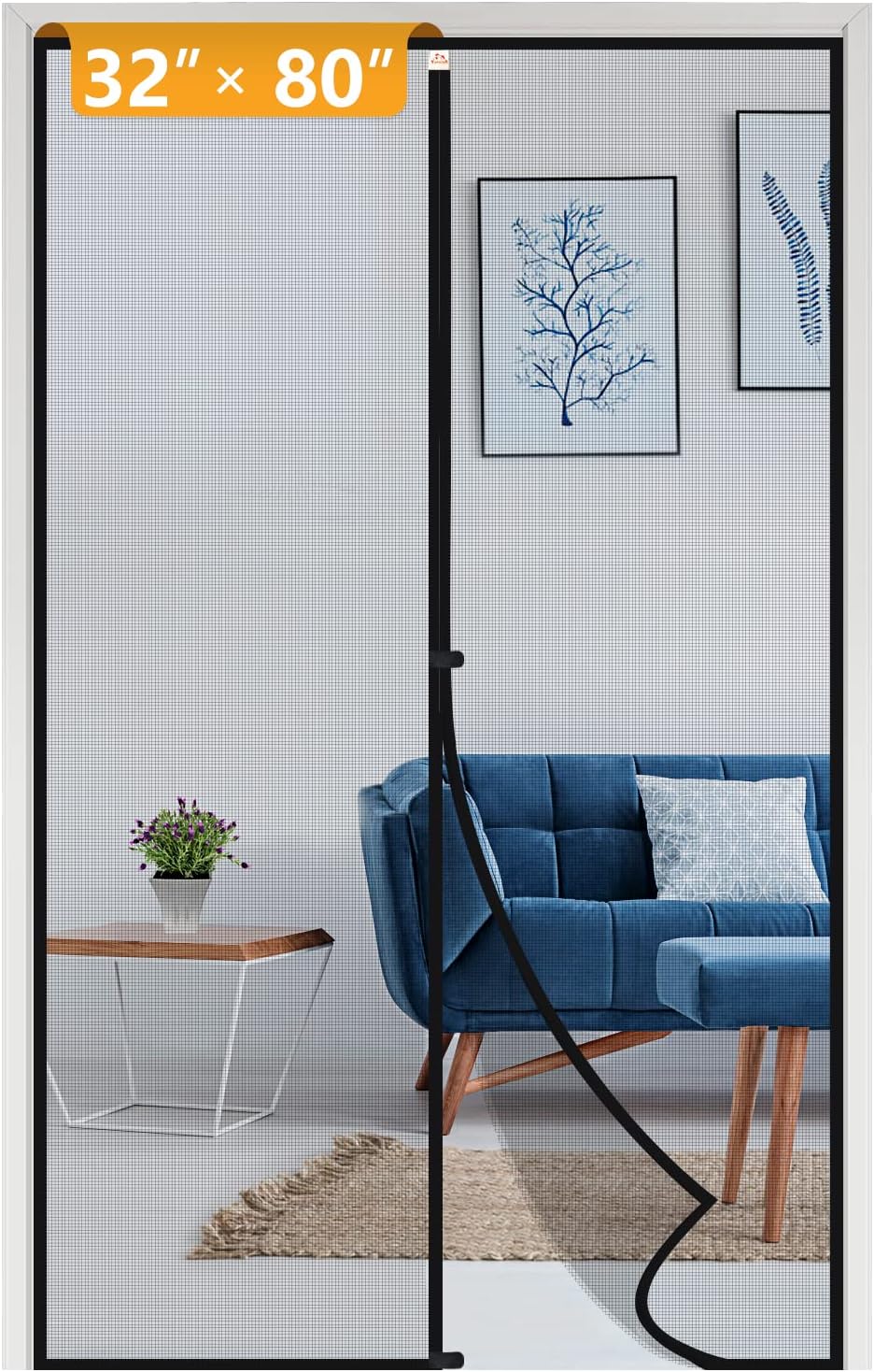 Mosquitero Magnético Yotache para Puerta 32x80" – Malla Fibra de Vidrio, Cierre Automático, Negro