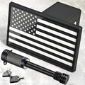Cubierta de enganche de remolque con bandera estadounidense con cierre de seguridad - Cubierta de enganche patriótica de aluminio para receptores de 2 pulgadas Clase III IV V - Accesorios para camiones Veteran