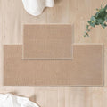 FRESHMINT - Juego de 2 alfombras de baño de chenilla, beige, 17 x 24 pulgadas + 20 x 47 pulgadas