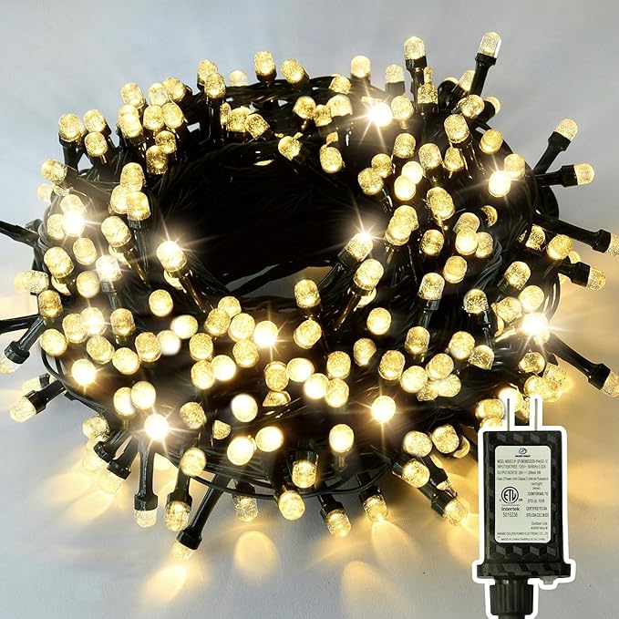 Luces de Navidad súper largas de 500 LED de 178 pies, luces LED de burbujas brillantes para árbol de Navidad con 8 modos y memoria, tira de luces LED parpadeantes mejoradas 2025 para decoración