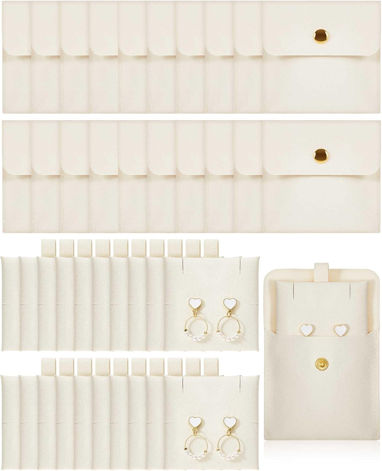 Bolsitas de Microfibra para Joyería Ferreve – Pack 20 unidades con Almohadilla y Botón a Presión, 8x8 cm