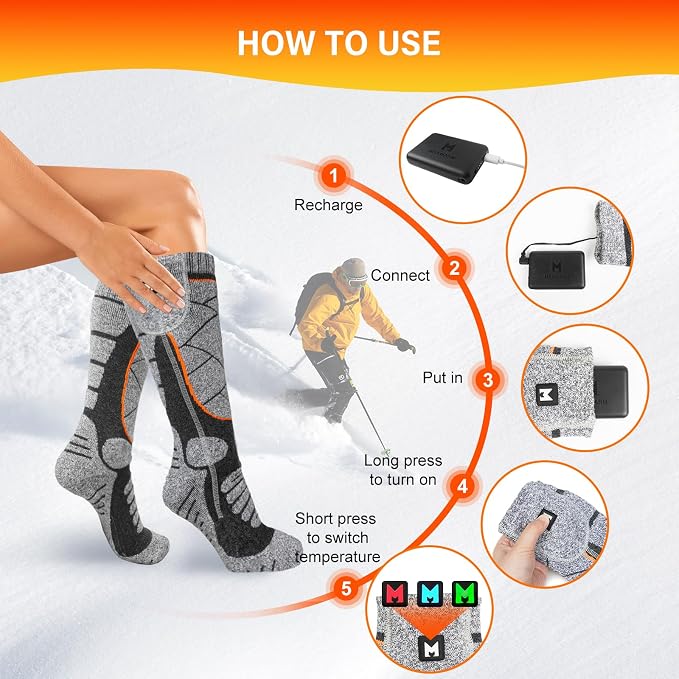 Calcetines Térmicos Recargables MRAWARM – 3 Niveles de Calor para Hombre y Mujer