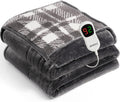Cobija Electrica JKMAX Flannel y Sherpa 183x213 cm - 10 Niveles de Calor, 5 Temporizadores, Certificacion ETL, Gris
