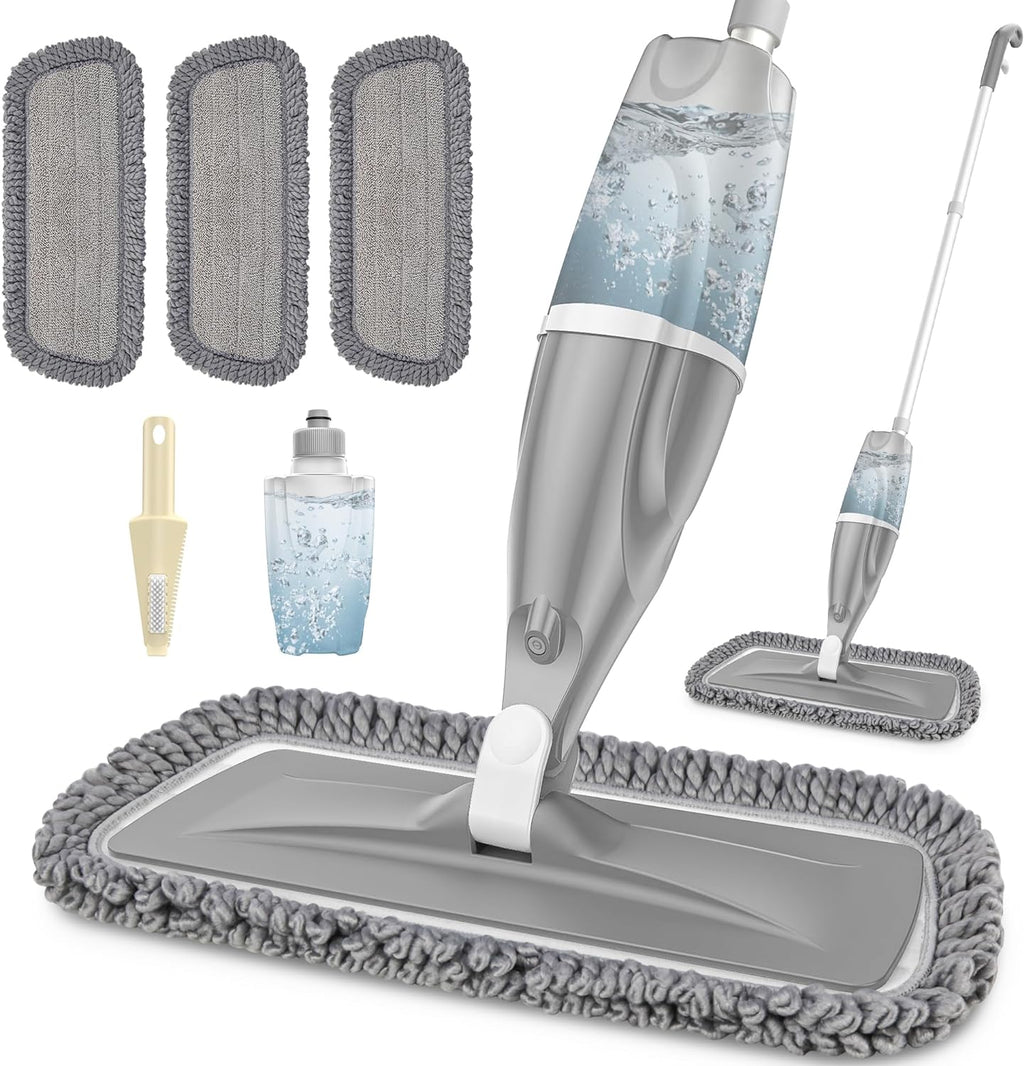 Trapeador Spray EXEGO 3 en 1 | Microfibra, Tanque 440ml, Cabezal 360°, 3 Paños Lavables