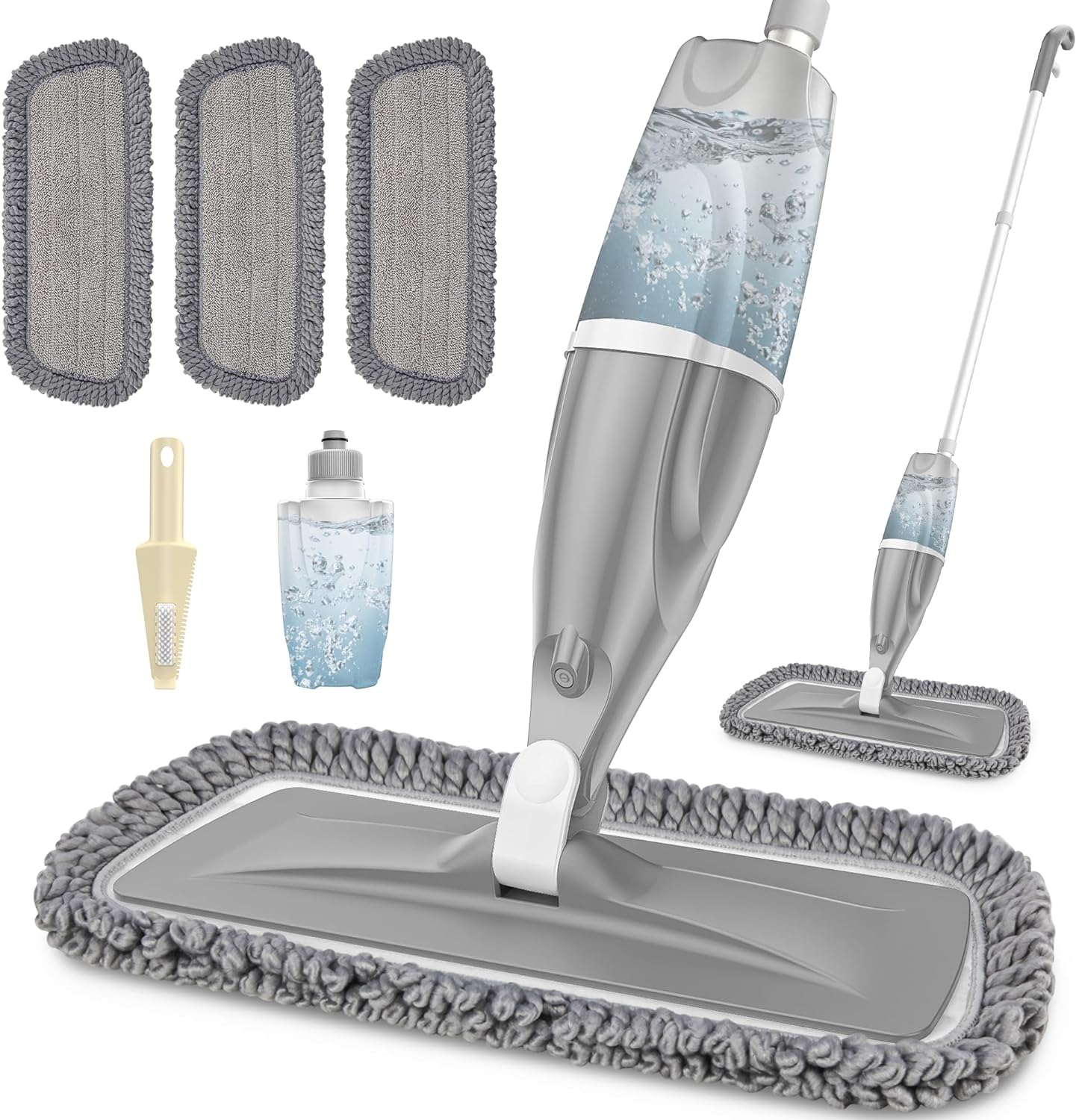 Trapeador Spray EXEGO 3 en 1 | Microfibra, Tanque 440ml, Cabezal 360°, 3 Paños Lavables