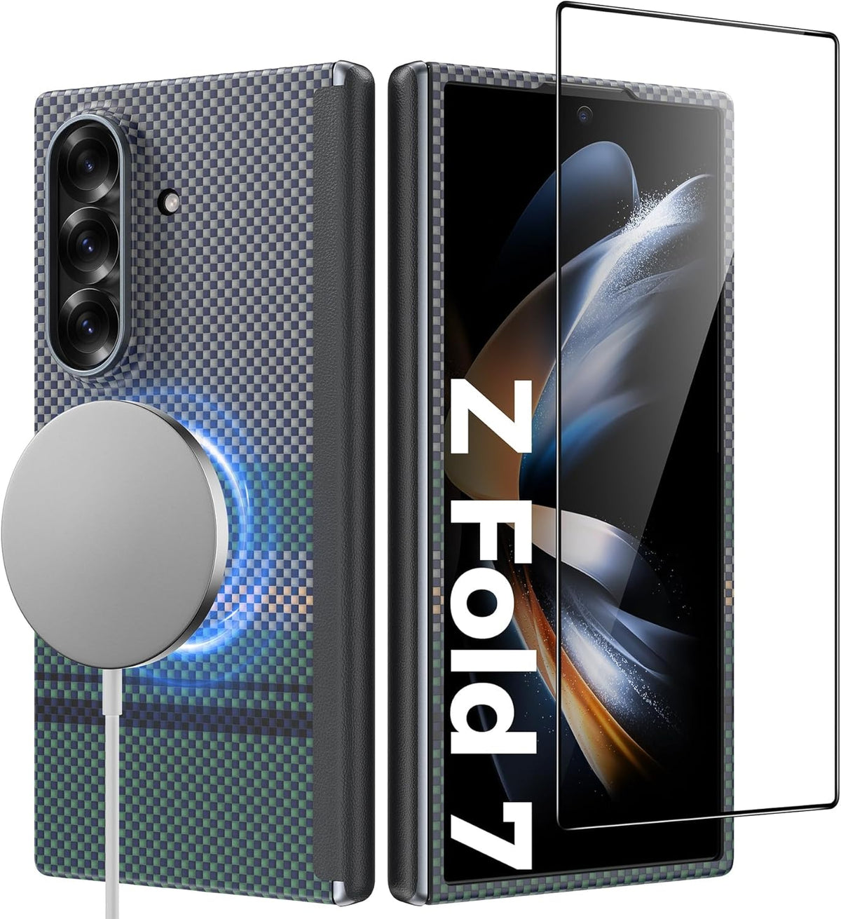 Funda BENKS para Samsung Galaxy Z Fold 7 con Protector de Pantalla | Compatible MagSafe | Kevlar | Protección de Bisagra | Antigolpes Magnética | Aurora