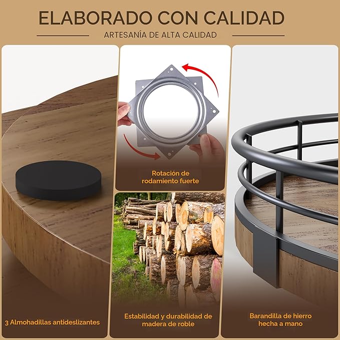 Lazy Susan Giratoria de Madera 9" | Organizador 360° para Cocina y Hogar
