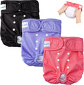 Pañales Reutilizables Suave para Perras (3 Paquetes), Pañales Cómodos para Perras en Período de Calor (Vivaz, Pequeño)