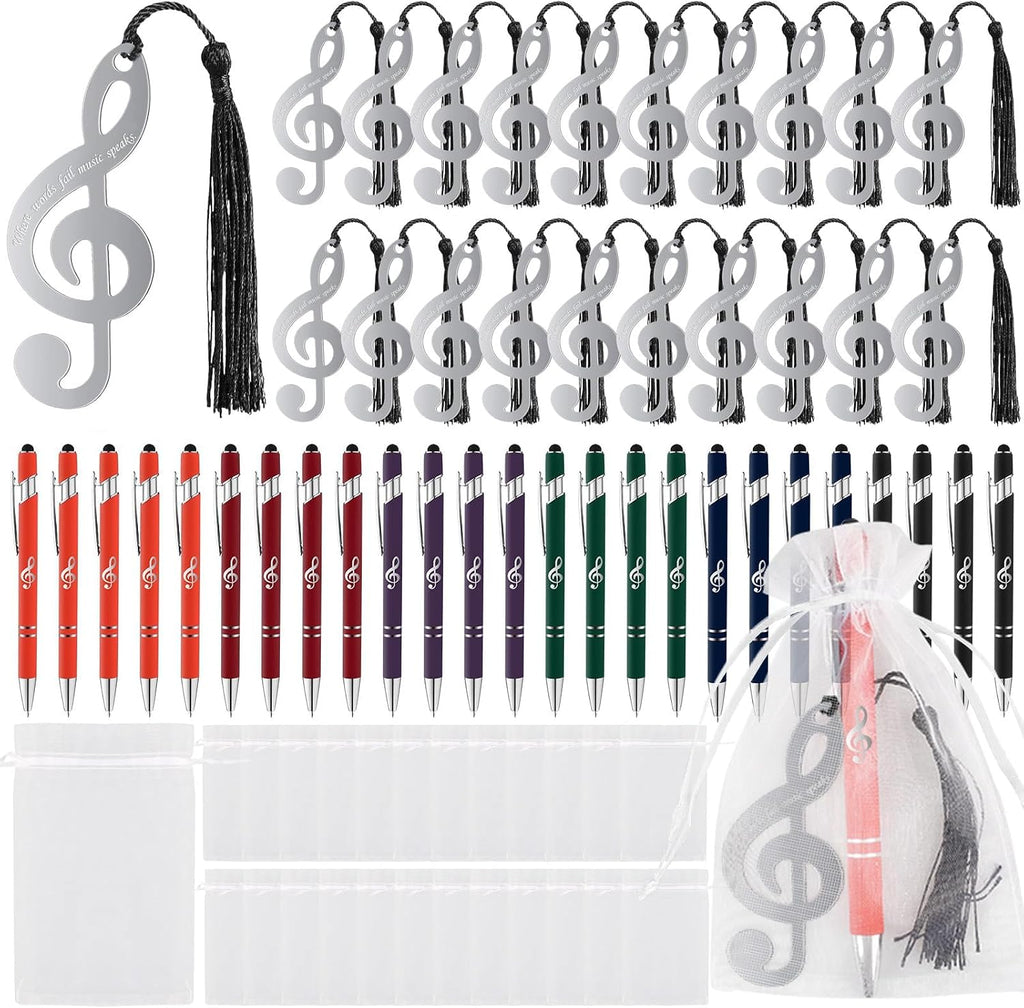 INCOMPLETO. Set de 48 Marcapáginas para Amantes de la Música | Regalo para Lectores | Notas Musicales de Metal con Plumas Inspiradoras | Para Maestros, Compañeros y Fiestas