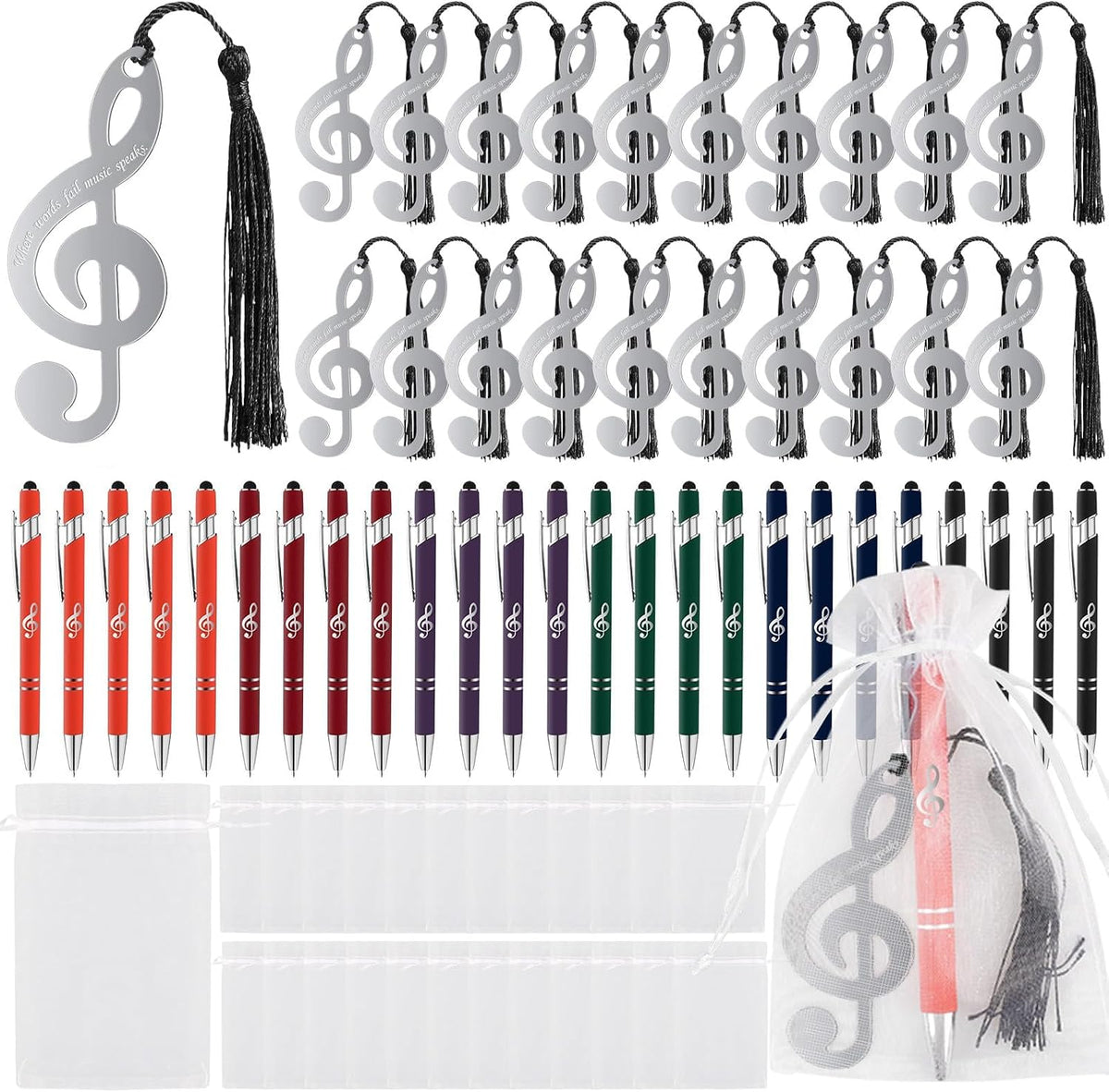 INCOMPLETO. Set de 48 Marcapáginas para Amantes de la Música | Regalo para Lectores | Notas Musicales de Metal con Plumas Inspiradoras | Para Maestros, Compañeros y Fiestas