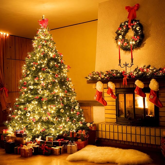 Boltigen - Tiras de luces navideñas suaves parpadeantes, 35 luces LED claras de color blanco cálido, mini tiras de luces, 5mm de ancho de ángulo, brillo lento, certificación UL, 3 metros, enchufables