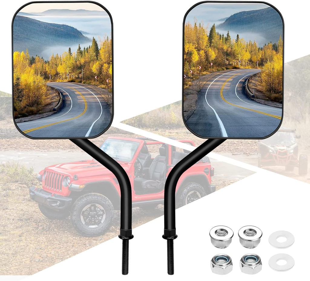 Espejos Retrovisores BETOOLL para Jeep Wrangler Sin Puertas – Bisagra Lateral, Compatible con JK, CJ, JKU, LJ, JL y Unlimited