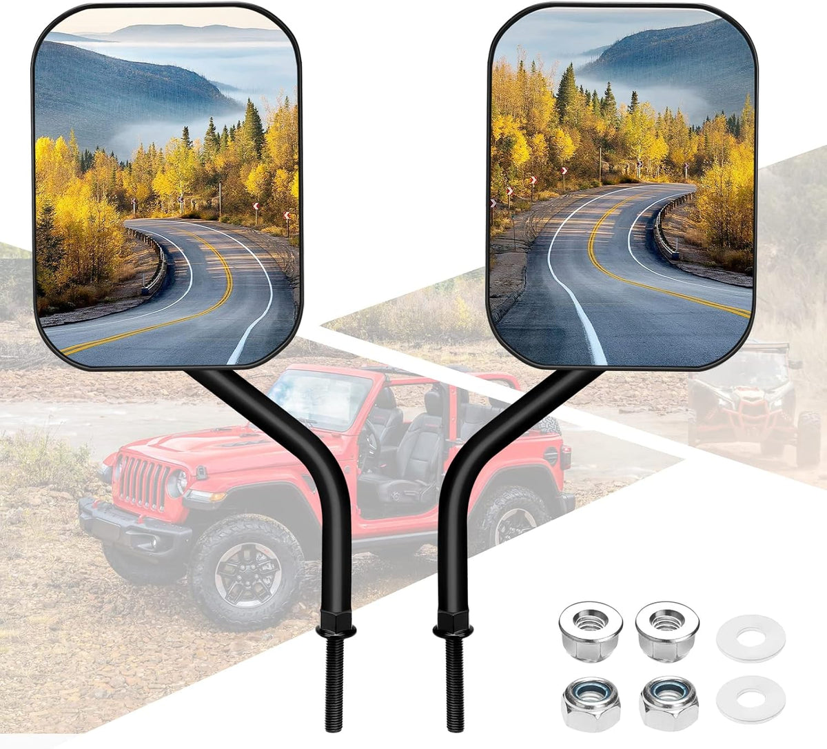 Espejos Retrovisores BETOOLL para Jeep Wrangler Sin Puertas – Bisagra Lateral, Compatible con JK, CJ, JKU, LJ, JL y Unlimited