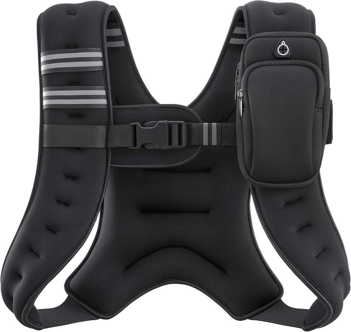 Chaleco lastrado ZELUS, 6 lb/8 lb/12 lb/16 lb/20 lb/25 lb/30 lb, con franja reflectante para entrenamiento, fortalecimiento muscular, correr, fitness, pérdida de peso y levantamiento de pesas, color negro (12 lb).