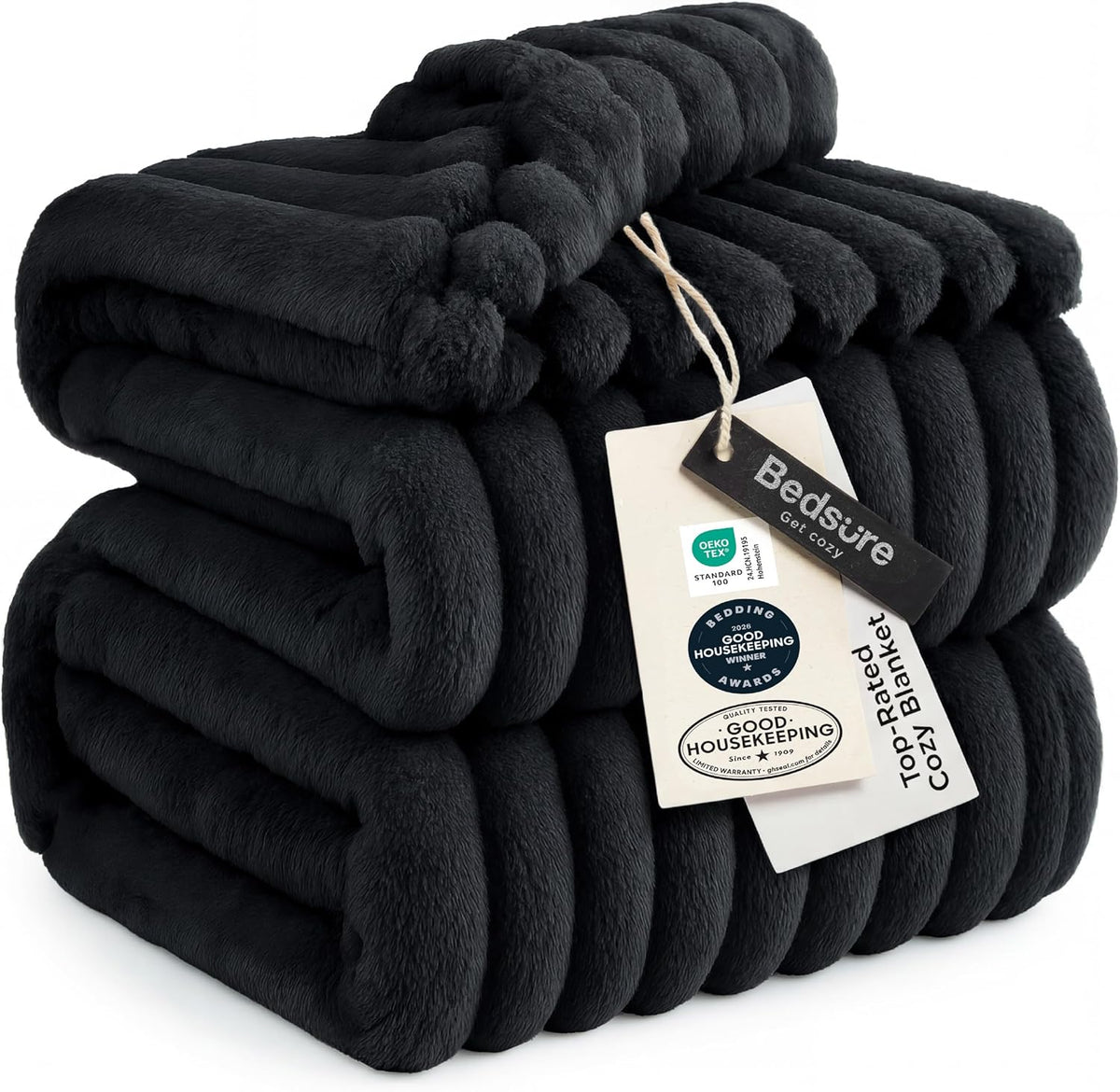 Manta Bedsure GentleSoft tamaño King para cama - Mantas suaves y acogedoras para mujeres, mantas grandes de forro polar para niñas, color negro, 108 x 90 pulgadas