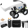 Lupa JARLINK con luz LED, lupa manos libres con 14 lentes intercambiables (3X, 4X, 5X, 6X, 7X, 10X, 15X), ideal para trabajos de precisión, manualidades, joyería, costura y reparación de aparatos electrónicos.