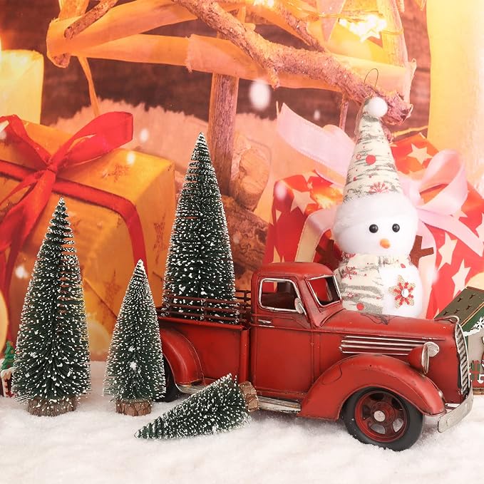 Árbol de Navidad en miniatura de escritorio para árbol de Navidad, decoración de árbol de Navidad (verde, 4 unidades)