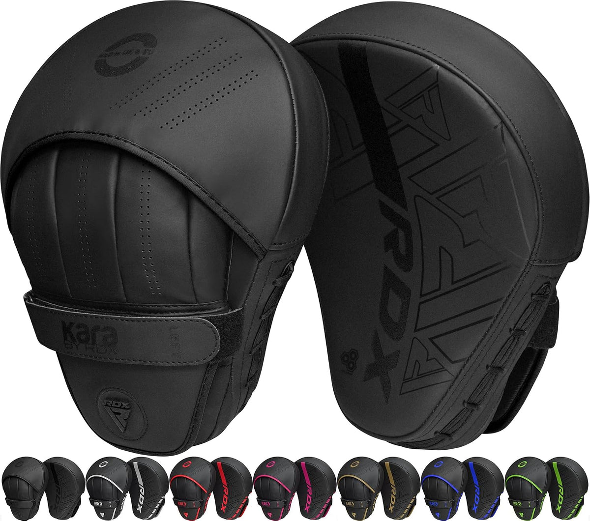 RDX Manoplas de Boxeo Curvas Focus Mitts | Cuero Maya Hide Kara | Almohadillas de Entrenamiento con Correa Ajustable | MMA, Muay Thai y Kickboxing