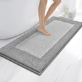 Alfombra de Baño anllugs 24x60 Pulgadas | Antideslizante, Extra Suave y Absorbente | Lavable a Máquina, Secado Rápido | para Piso de Baño, Ducha y Lavabo | Gris Claro y Gris