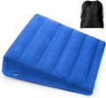 Almohada inflable en forma de cuña USHMA, almohada portátil de viaje, almohadas inflables de inflado y desinflado rápido para viajes, cama inflable para dormir sobre la espalda y las rodillas (azul)