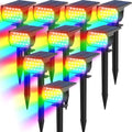 USADO-Focos solares Tadyreal que cambian de color, resistentes al agua, con iluminación RGB, para exteriores, jardines, exteriores, con 7 modos de iluminación, multicolor (paquete de 10).