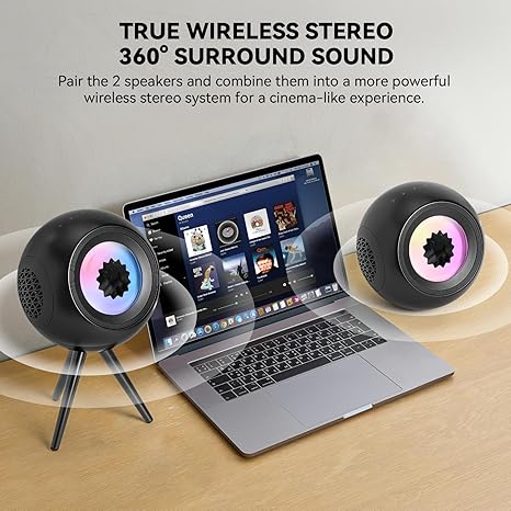 sovenomund Ferrofluid - Altavoz Bluetooth magnético con fluido, visualizador de audio con efectos visuales dinámicos y luces coloridas de ensueño, emparejamiento TWS doble, decoración única de escritorio (negro)