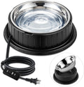 Bebedero calefaccionado para perros y gatos con control termostático, 55 W, 80 oz, extraíble, de acero inoxidable, con cable antimordiscos. 