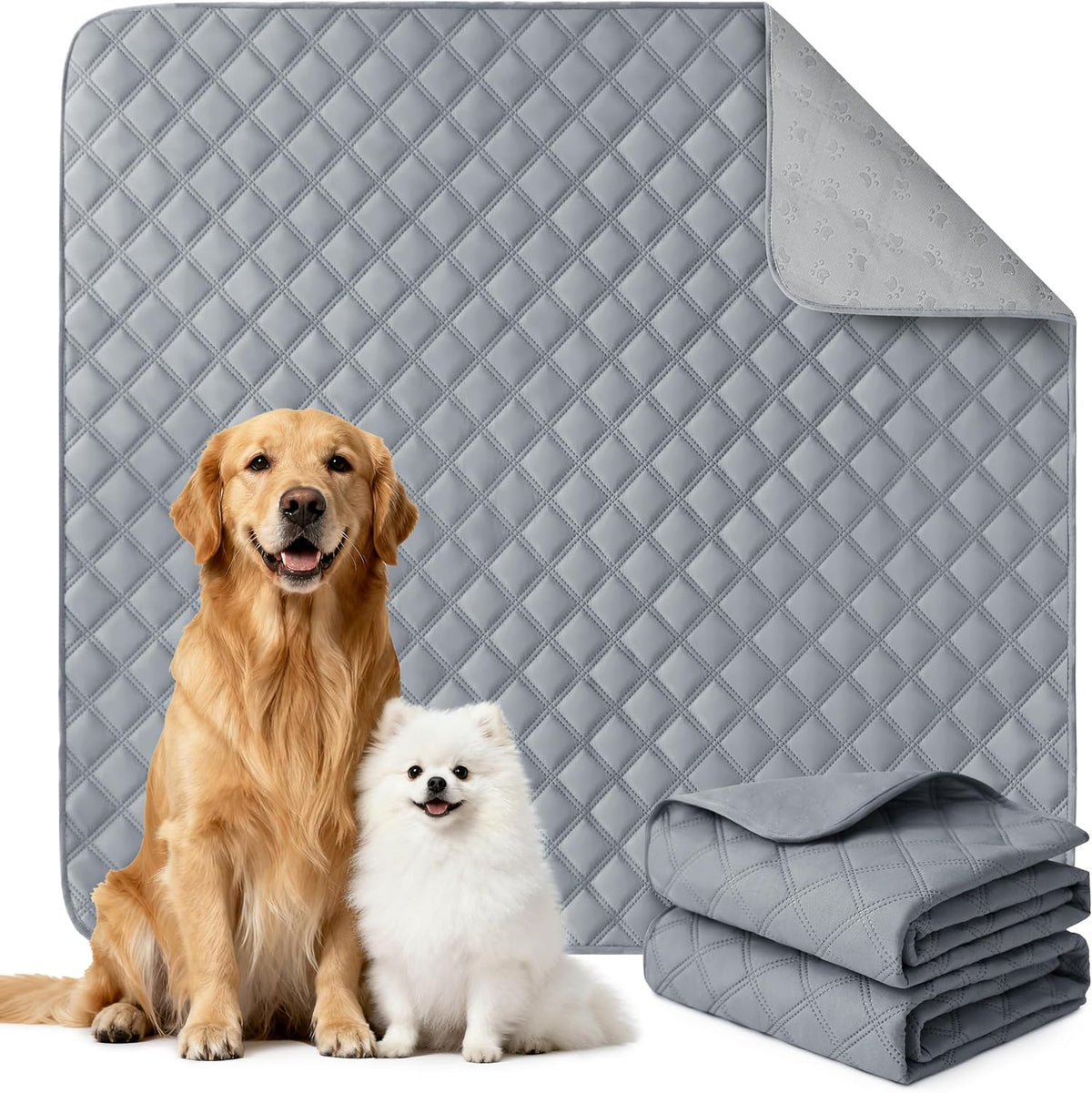 Almohadillas absorbentes lavables y reutilizables Eterish para perros, tamaño grande/extragrande de 36'' x 41'', paquete de 2, almohadillas absorbentes antideslizantes para el entrenamiento de cachorros y perros, almohadillas impermeables para el parto y