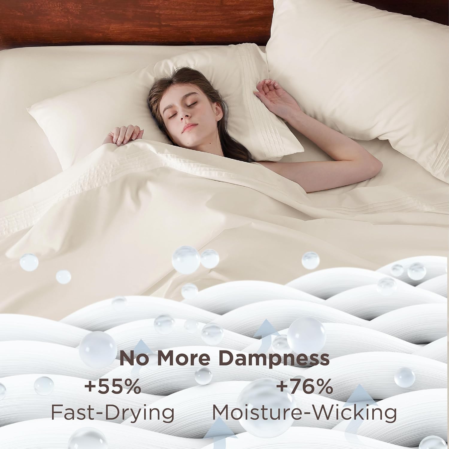 Juego de sábanas Bedsure de bolsillo profundo tamaño Queen – Se adapta a colchones de hasta 21 pulgadas de grosor – 4 piezas de sábanas de cama GentleSoft, absorben la humedad