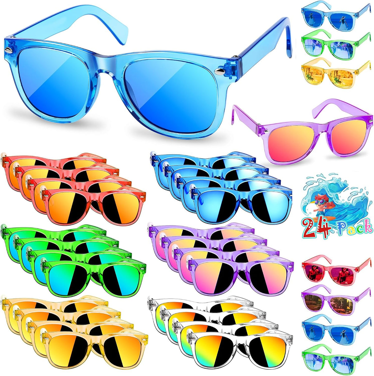 Gafas de sol OLIKER para niños, paquete de 24 unidades para niños y niñas de 3 a 8 años con protección UV 400, ideales para fiestas de cumpleaños.