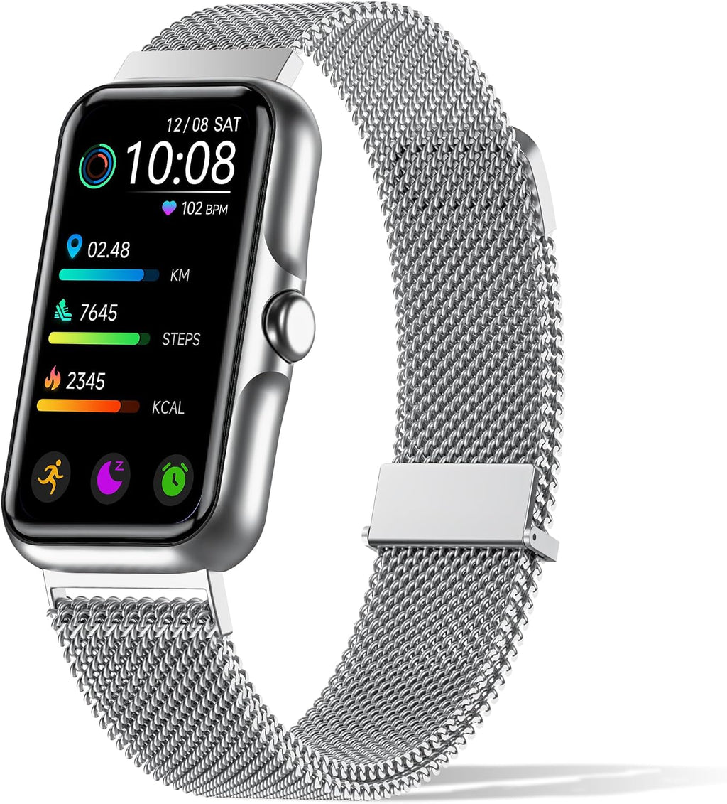Smartwatch Fitness con Monitor Cardíaco y Oxígeno en Sangre 24/7 – IP68, Gris Plateado