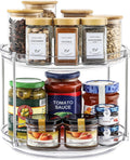 Organizador Giratorio de Acrilico 2 Niveles Lazy Susan — Bandeja Antideslizante para Cocina, Bano y Despensa