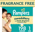 Pañales Pampers Swaddlers Talla 1 (3.5-6.5 kg) | 198 Unidades | Absorbentes | Mantienen al Bebé Seco y Cómodo | Desechables y Suaves con la Piel